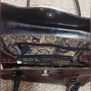 Vintage  shoulder bag with silver metallic appliques. Made in China.